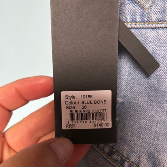 One Teaspoon Blue Distressed Wide Leg Culottes - Picture 4 of 6